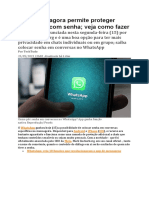 WhatsApp Agora Permite Proteger Conversas Com Senha