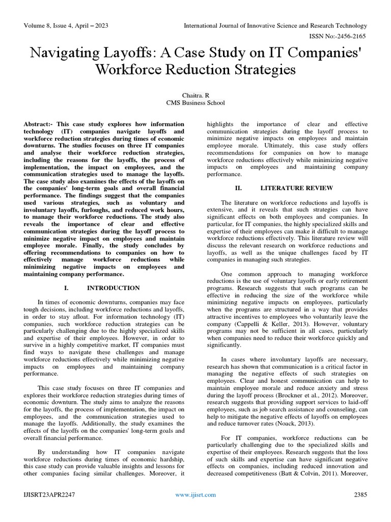 Navigating Layoffs A Case Study On IT Companies' Workforce Reduction