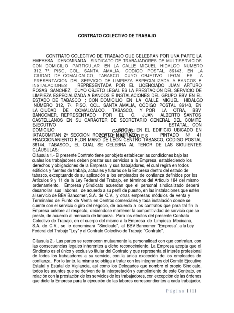 Machote Contrato Colectivo Laboral | PDF
