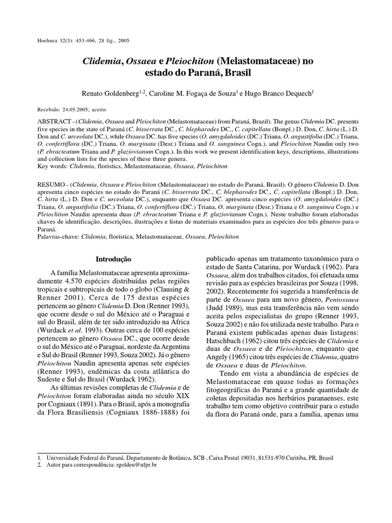 2005 goldenberg et al 2005 clidemia ossaea e pleiochiton no parana