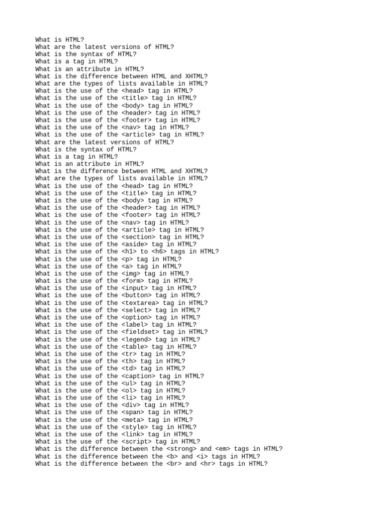 Top 50 HTML Interview Questions | PDF | Computers