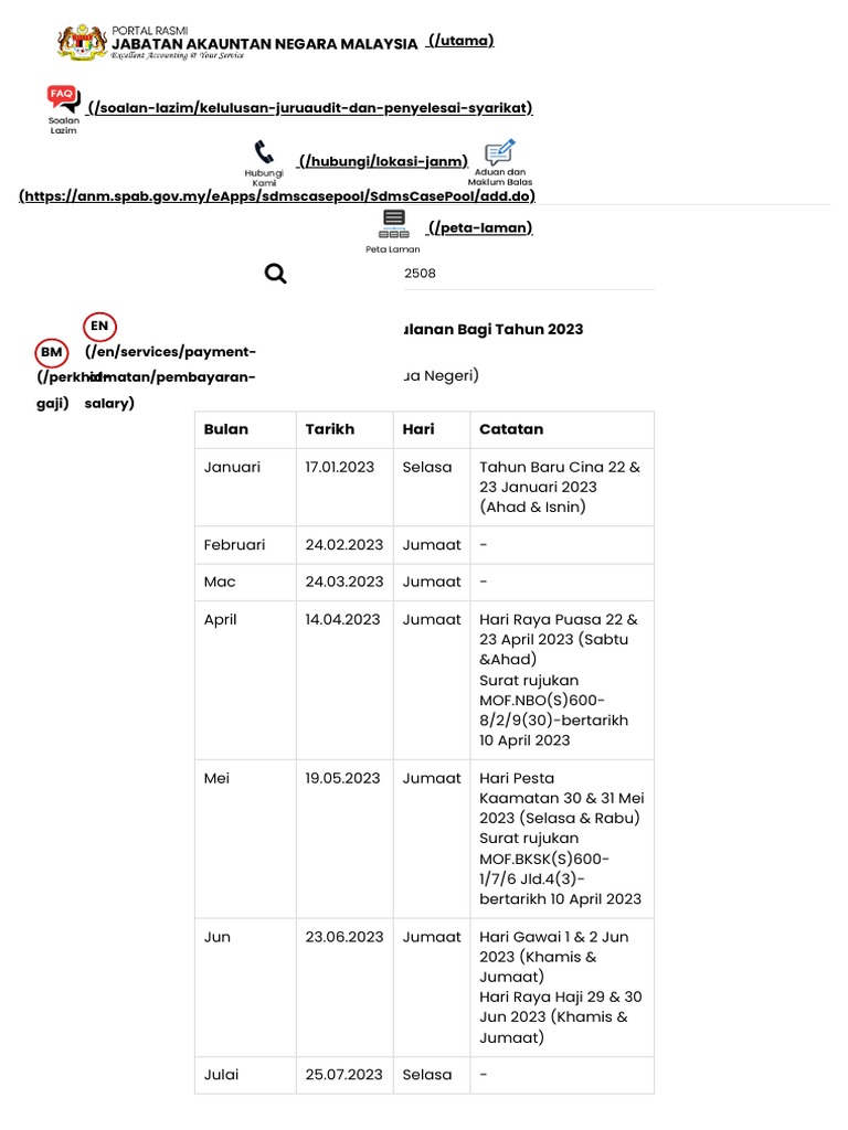 Pembayaran Gaji 2023 | PDF