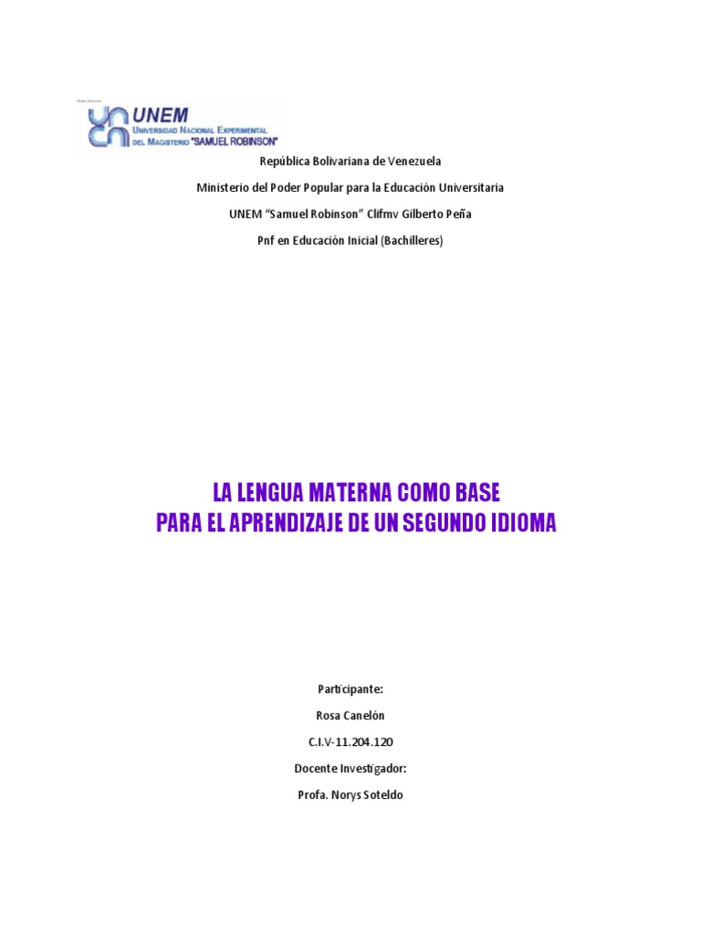 Lengua Materna y Aprendizaje de Idiomas | PDF | Segundo lenguaje ...