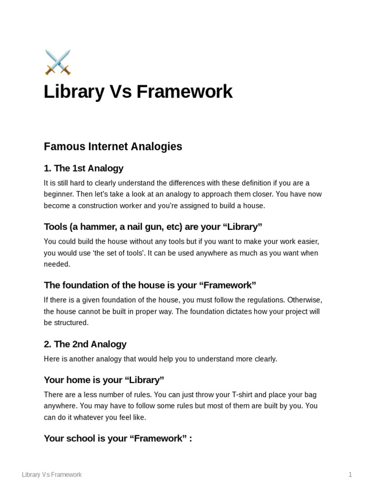 Library vs framework pdf communication