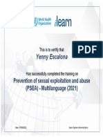 Certificado Prevention of Sexual Exploitation and Abuse