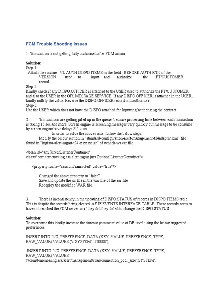 FCM Troubleshooting Guide for T24 Users | PDF | Xslt | Data