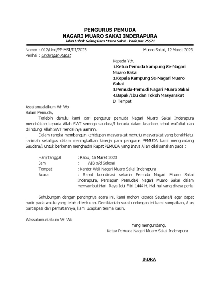 Undangan Rapat Pemuda | PDF
