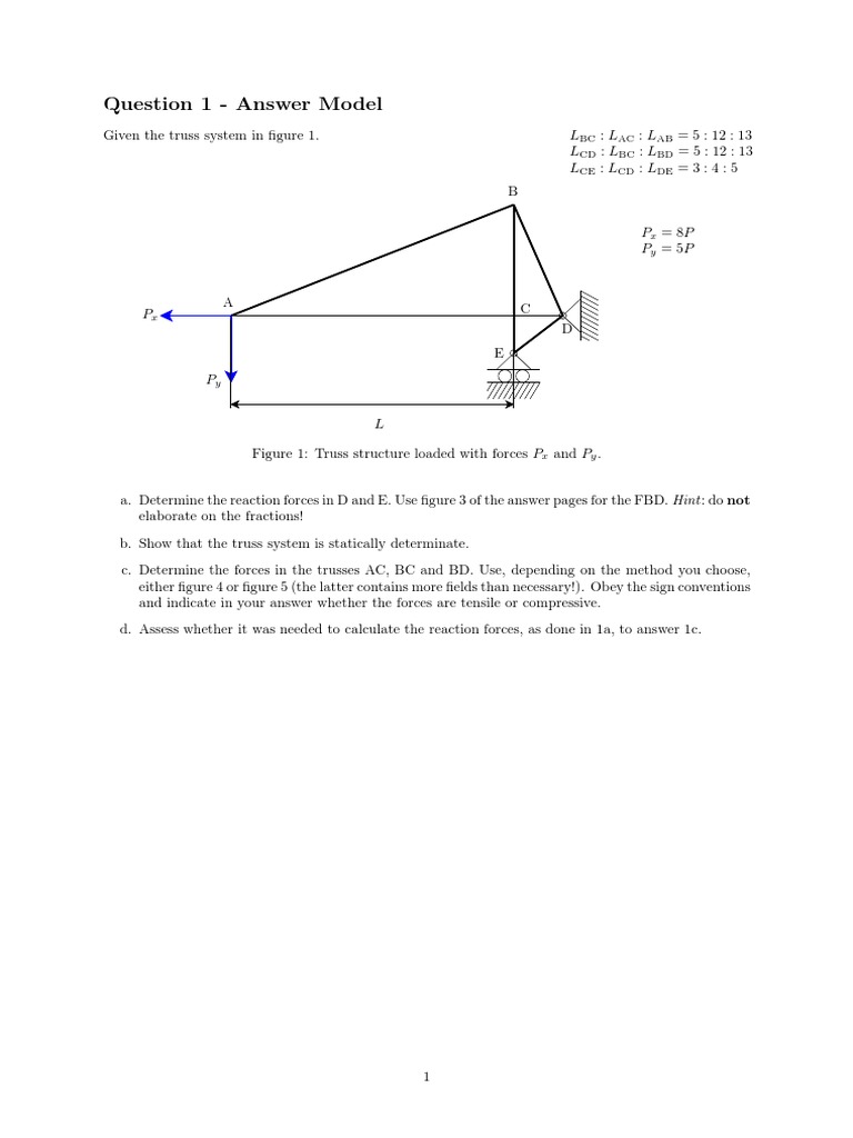 Statics Practice Test Answer Model Pdf Force Truss