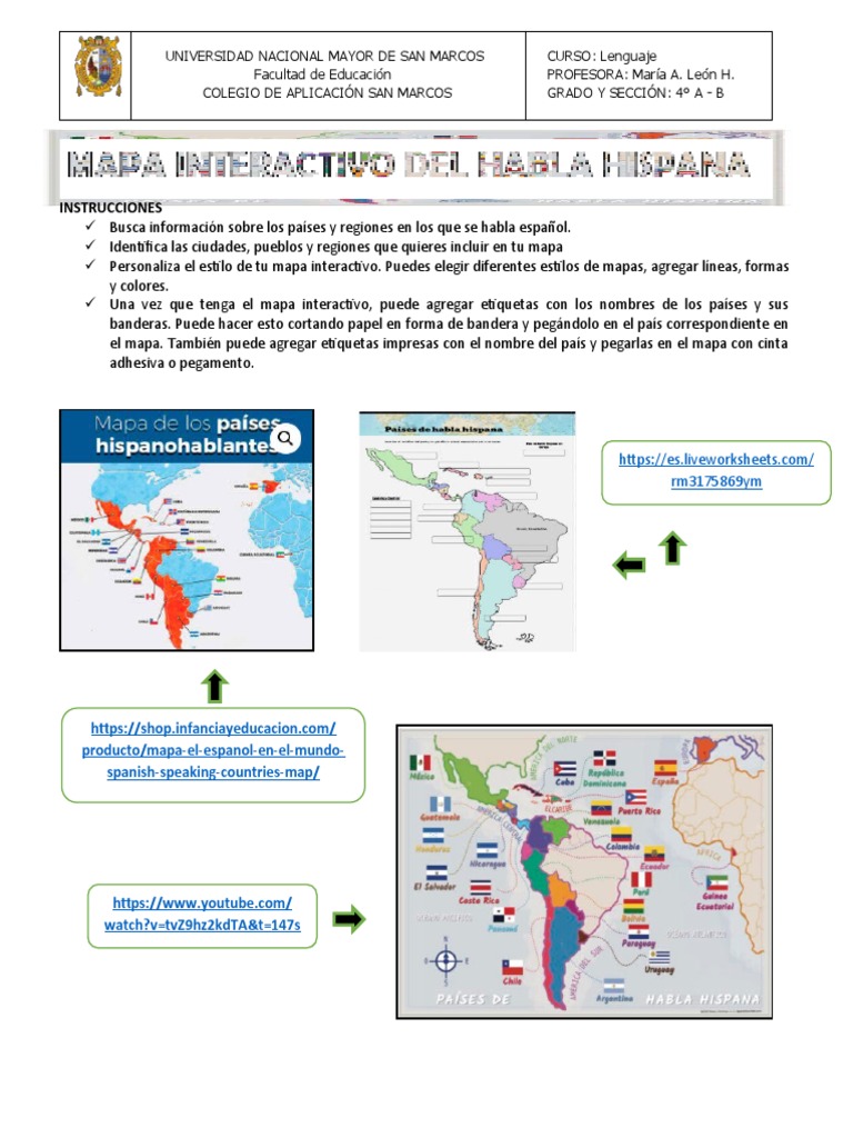 Mapa de países hispanohablantes | PDF | Estudios de idiomas extranjeros