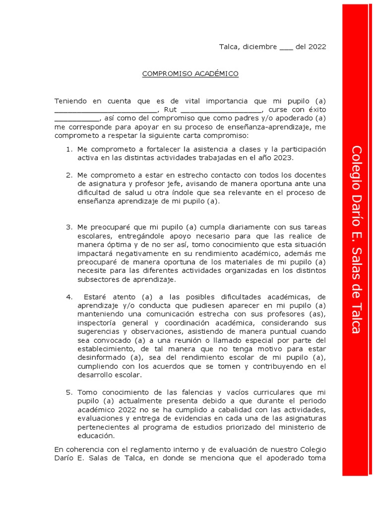 Compromiso Académico para Apoderados | PDF | Maestros | Aprendizaje