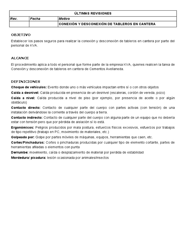Pe 04 conexi n y desconexi n de tableros en cantera kva pdf