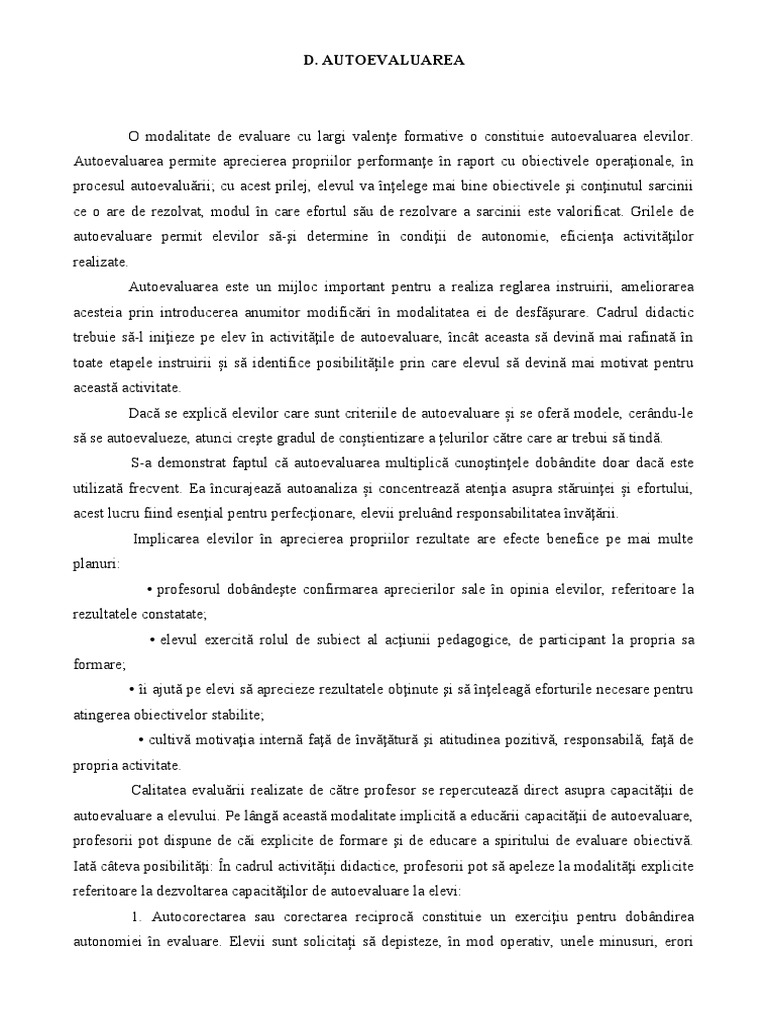 D. Autoevaluarea | PDF