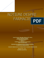 NOȚIUNI DESPRE FARMACIE Curs 2