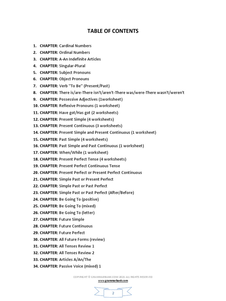 Contents For Grammar (Guideline) - 2 | PDF | Grammatical Tense ...