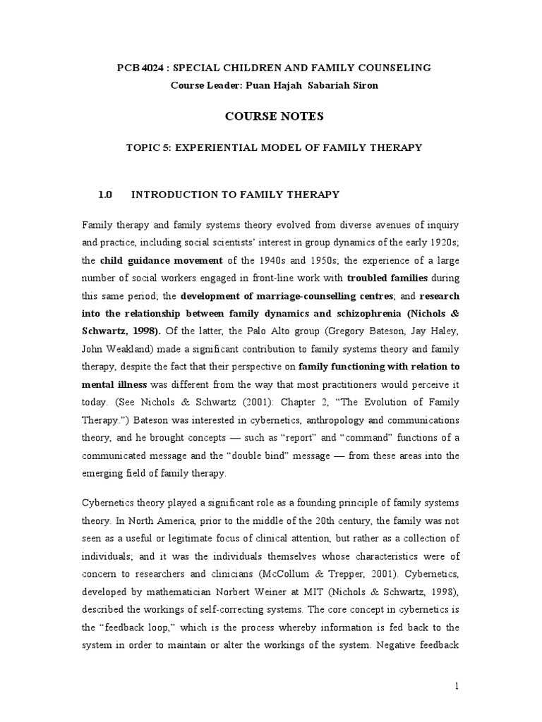 Experiential Model of Family Therapy | PDF | Family Therapy | Psychotherapy