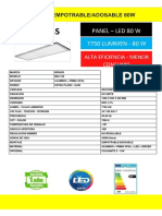 Ficha Tecnica PANEL LED EMPOTRADO ADOSABLE 8c0w