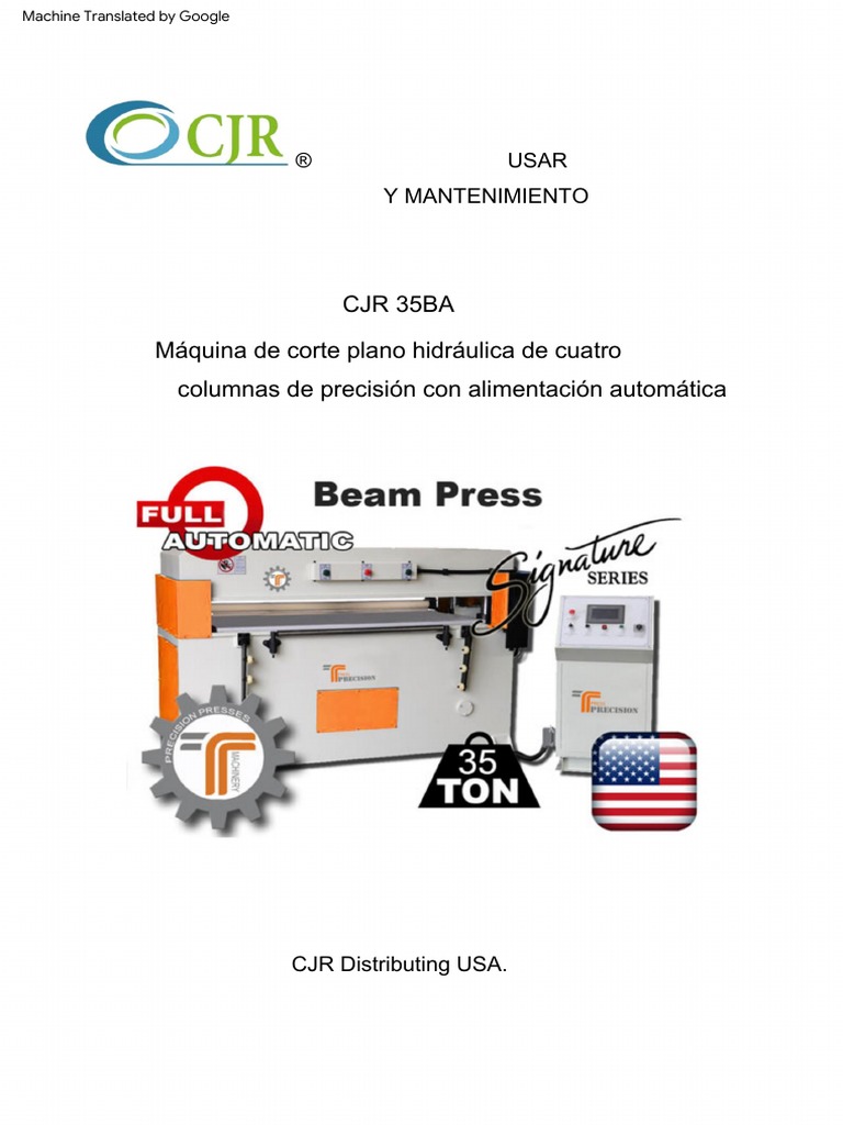 35 Ton Beam Press CNC X Series User Manual Tra | PDF | Bomba | Bienes