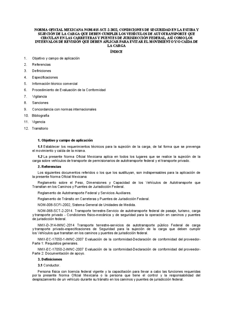 Nom 015 | PDF | Aceleración | Transporte
