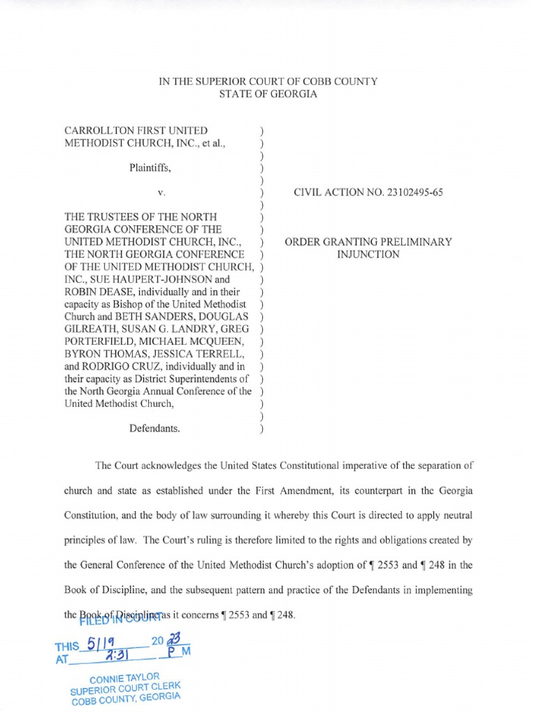 Court Ruling About Georgia Methodists | PDF