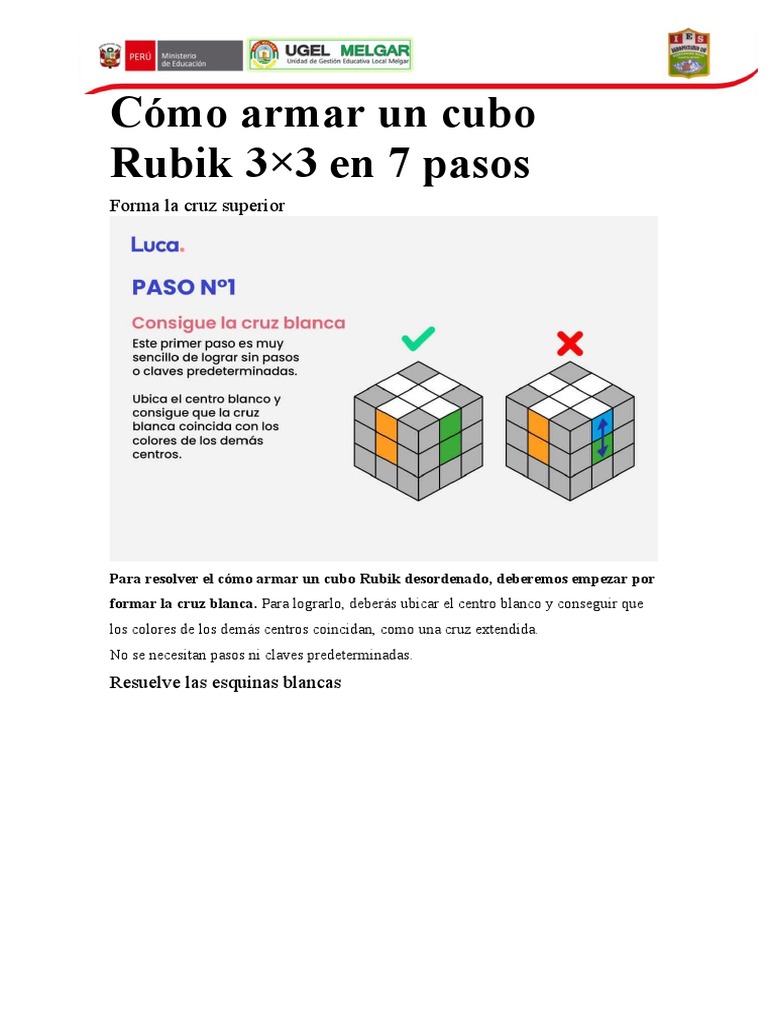 Resolver Cubo Rubik Pdf Cómo Armar Un Cubo Rubik 3 IESA 110 KUBA | PDF