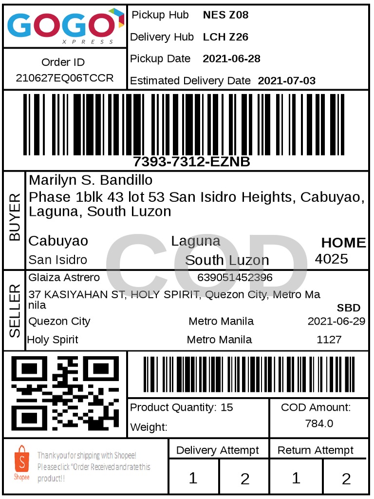 Air Waybill Gogo Xpress 1 PDF Metro Manila