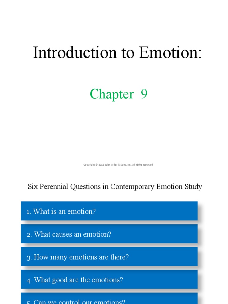 Ch 9 _ Introduction to Emotions PDF Emotions Emotional Self