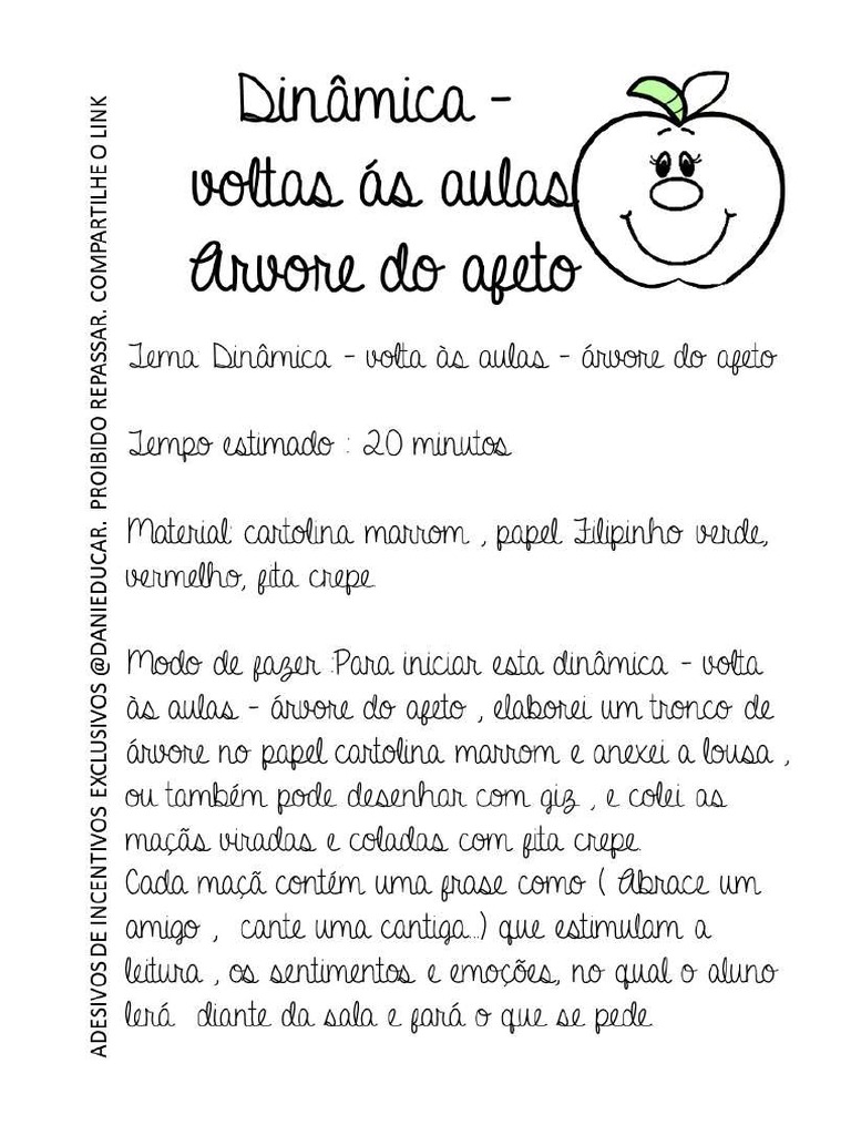 Dinâmicas do Afeto para Educação Infantil | PDF