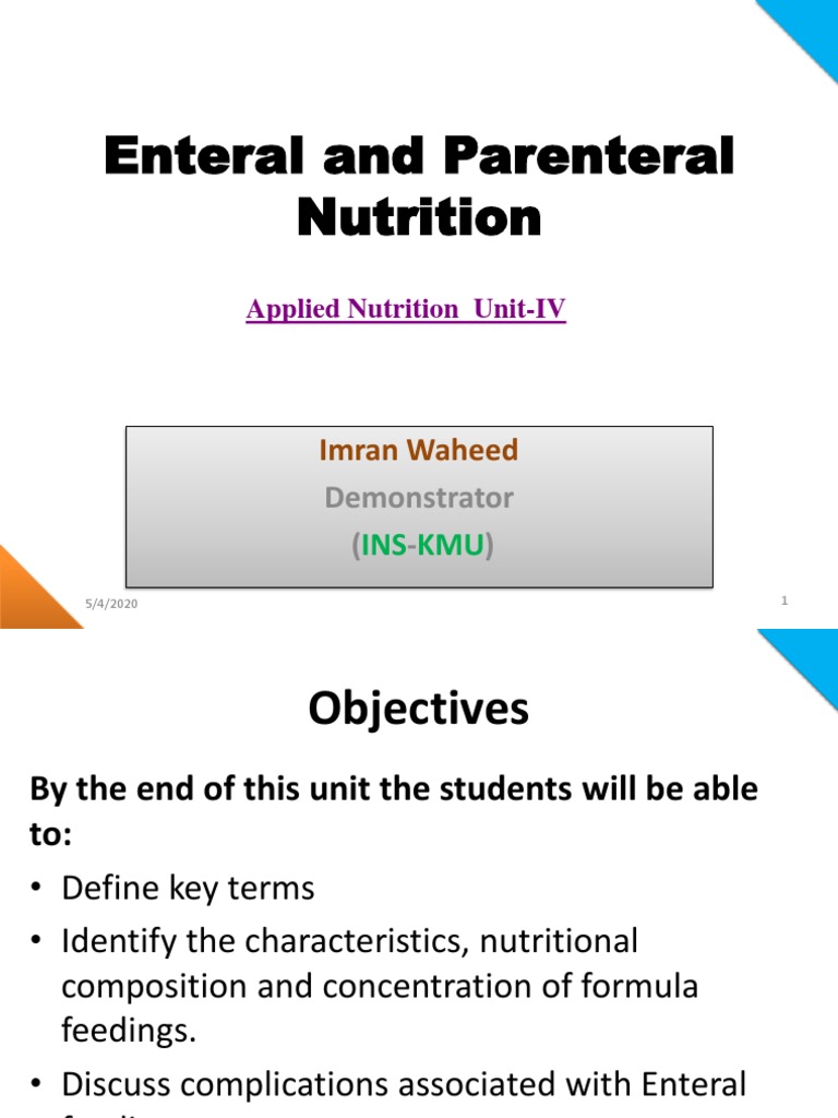 Unit 4 Enteral and Parenteral Nutrition | PDF | Infant Formula | Milk