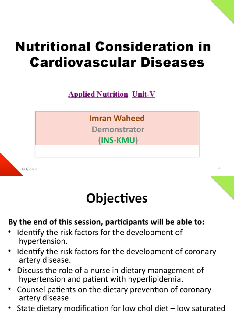 Unit 5 Nutritional Consideration in The Prevention and Management of