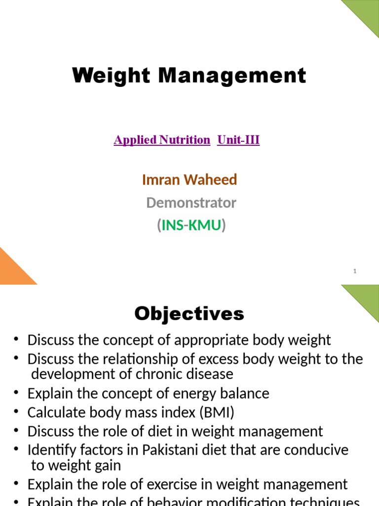 Weight Management PDF Dieting Obesity