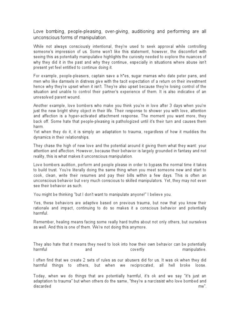 Love Bombing PDF Attachment Theory Psychology