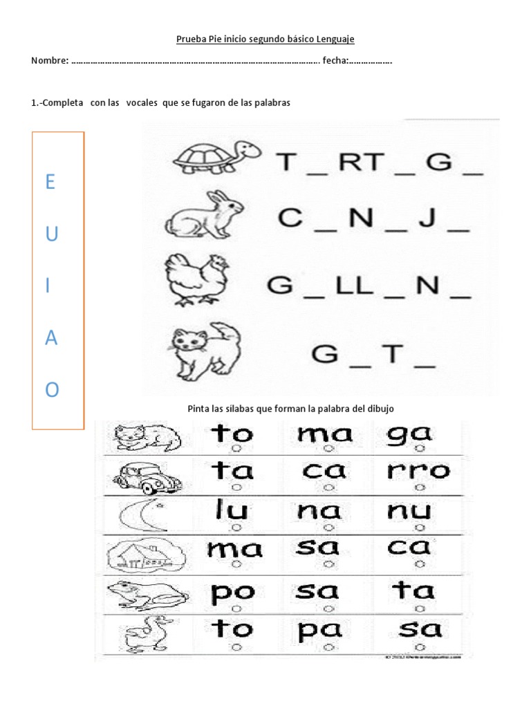 Prueba de Lenguaje Segundo Básico | PDF