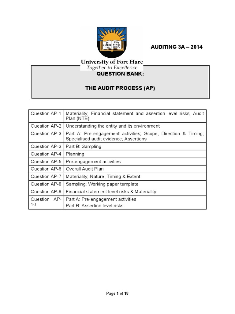 Audit Process Questions | PDF | Audit | Auditor's Report