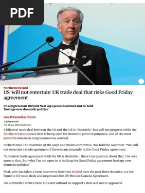 US ‘will not entertain’ UK trade deal that risks Good Friday agreement _ Northern Ireland _ The Guardian