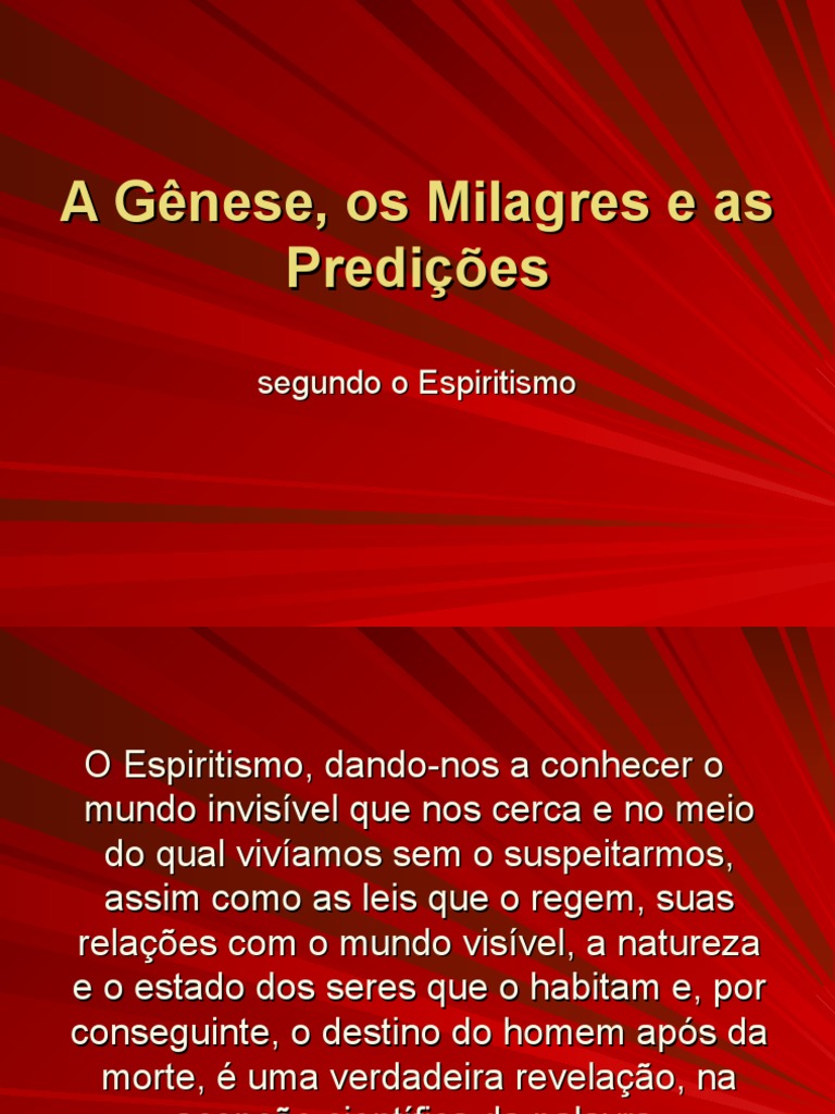Predições e Gênese no Espiritismo | PDF | Science | Milagre