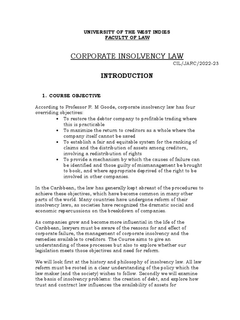 Insolvency Introduction 2022 PDF Bankruptcy Receivership