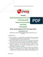 Contenido: Bolivia: Decreto Supremo #2777, 25 de Mayo de 2016 Ficha Técnica (DCMI) Enlaces Con Otros Documentos