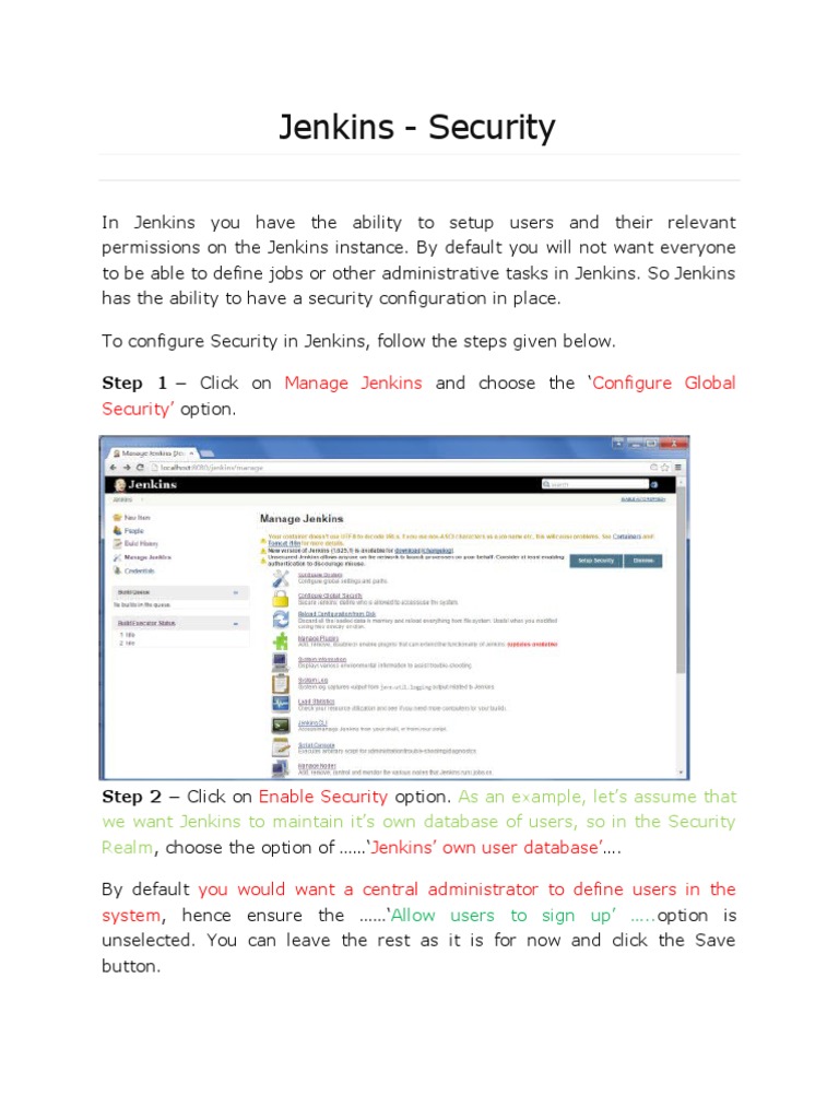 Jenkins Security Configuration Guide | PDF | Career & Growth | Business