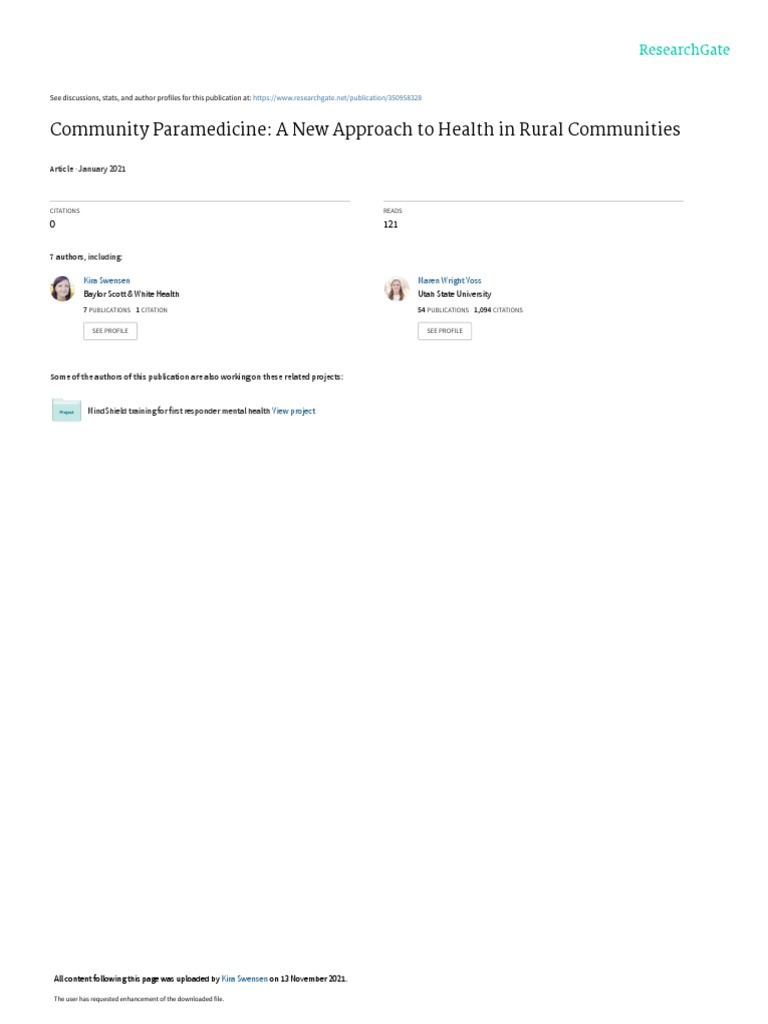 Community Paramedicine A New Approach To Health In Rural Communities