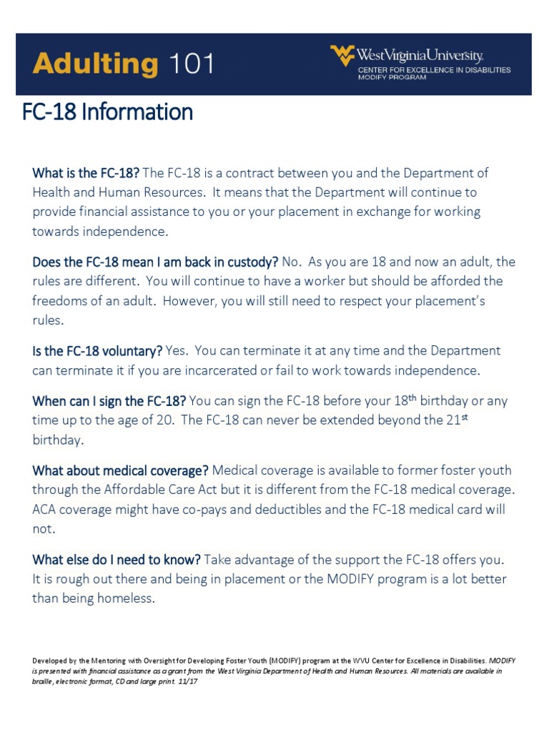 Understanding FC-18 for Foster Youth | PDF