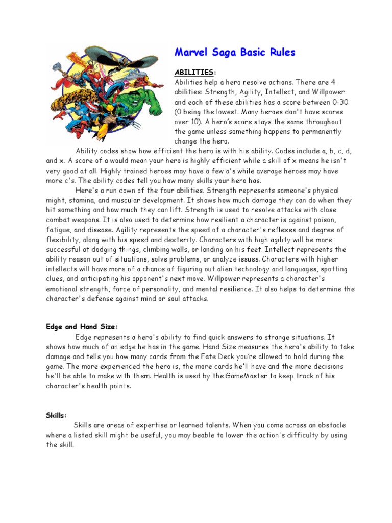 Marvel Saga Basic Rules Overview | PDF | Playing Cards | Magician (Fantasy)
