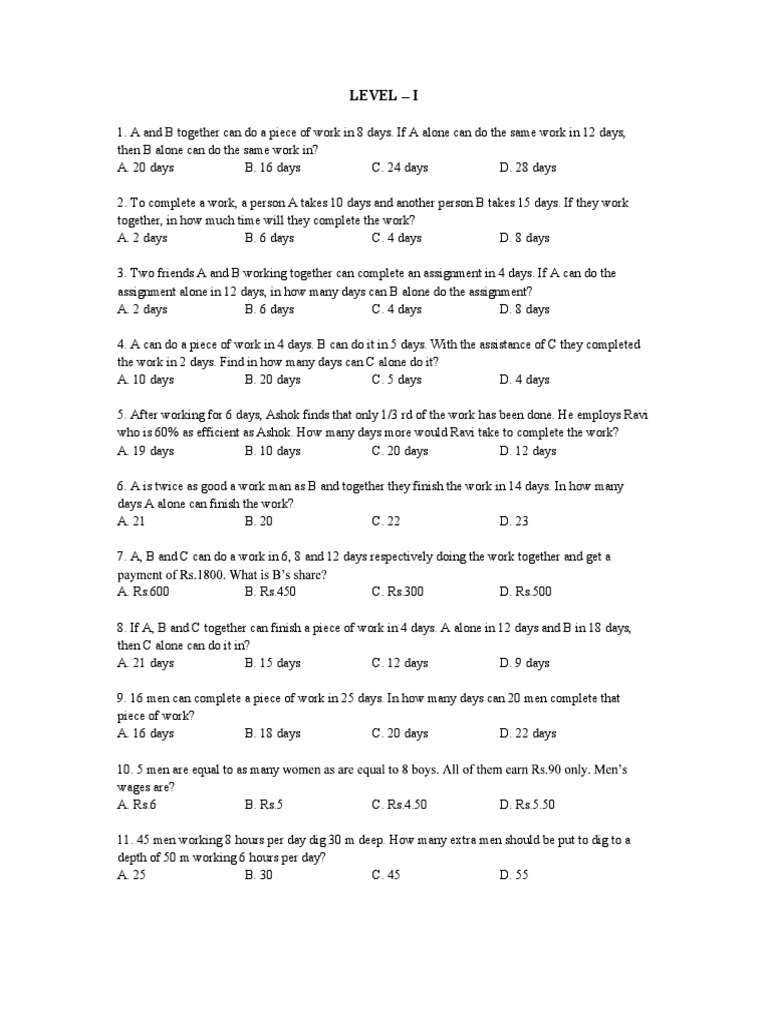 Work Completion Time Calculations | PDF | Labor Relations | Business