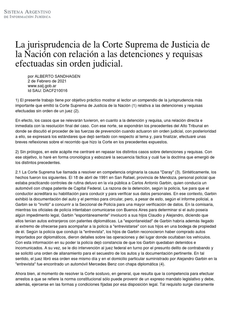 La Jurisprudencia de La Corte Suprema de Justicia de La Nación Con ...