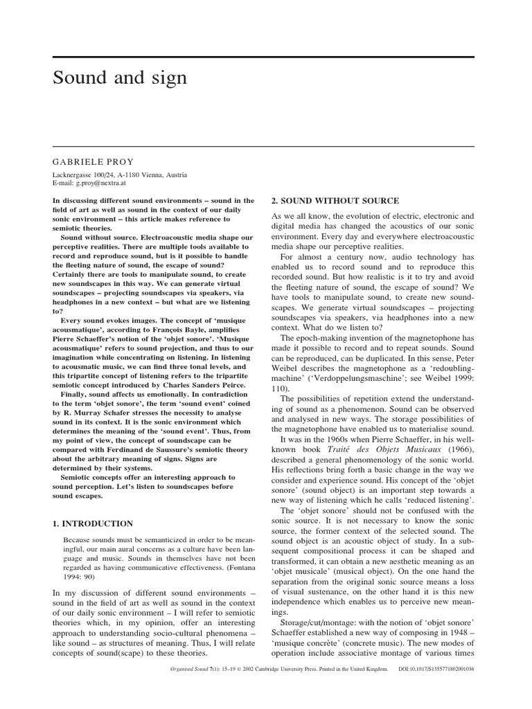 Exploring Soundscapes and Semiotics | PDF | Sound | Acoustics