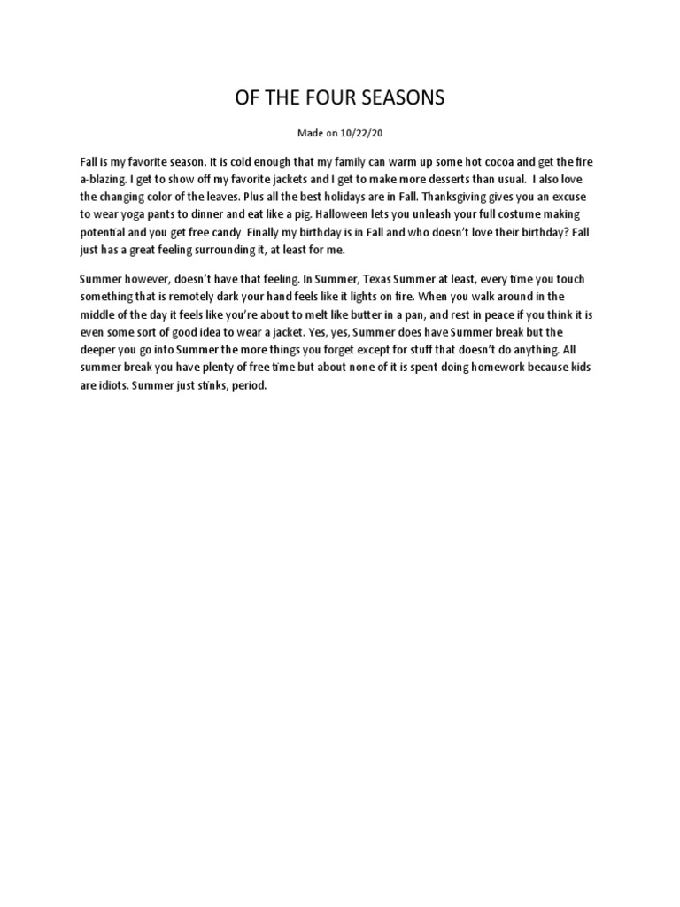 Of The Four Seasons | PDF