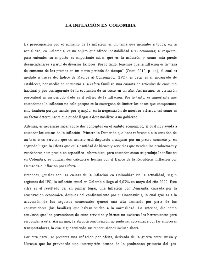 Causas de la Inflación en Colombia | PDF | Inflación | Precios