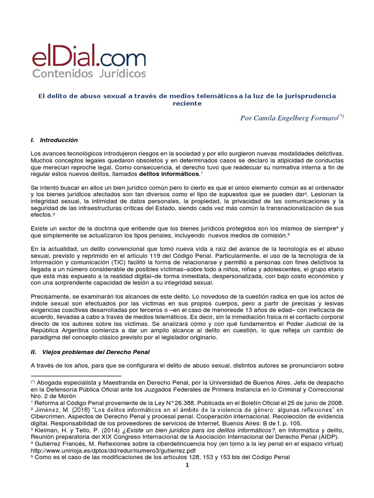 El Delito de Abuso Sexual A Través de Medios Telemáticosa La Luz de La ...
