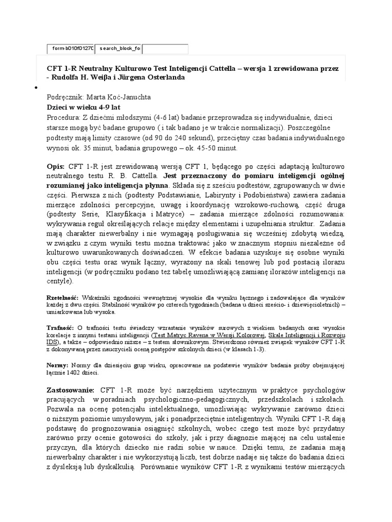 Testy Do Badania Inteligencji Dla Dzieci Pdf