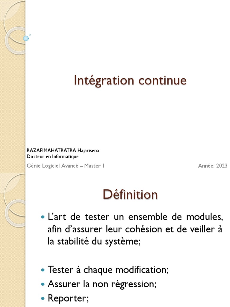 Intégration Continue M1 | PDF