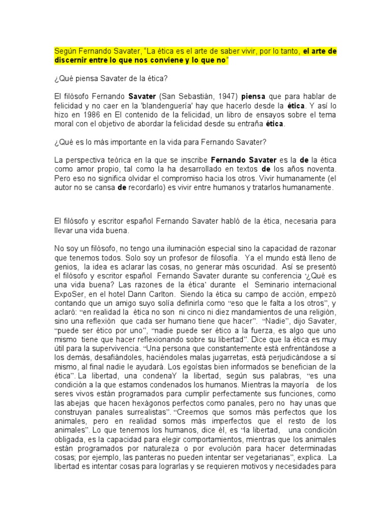 La ética según Fernando Savater | PDF | Virtud | Libertad